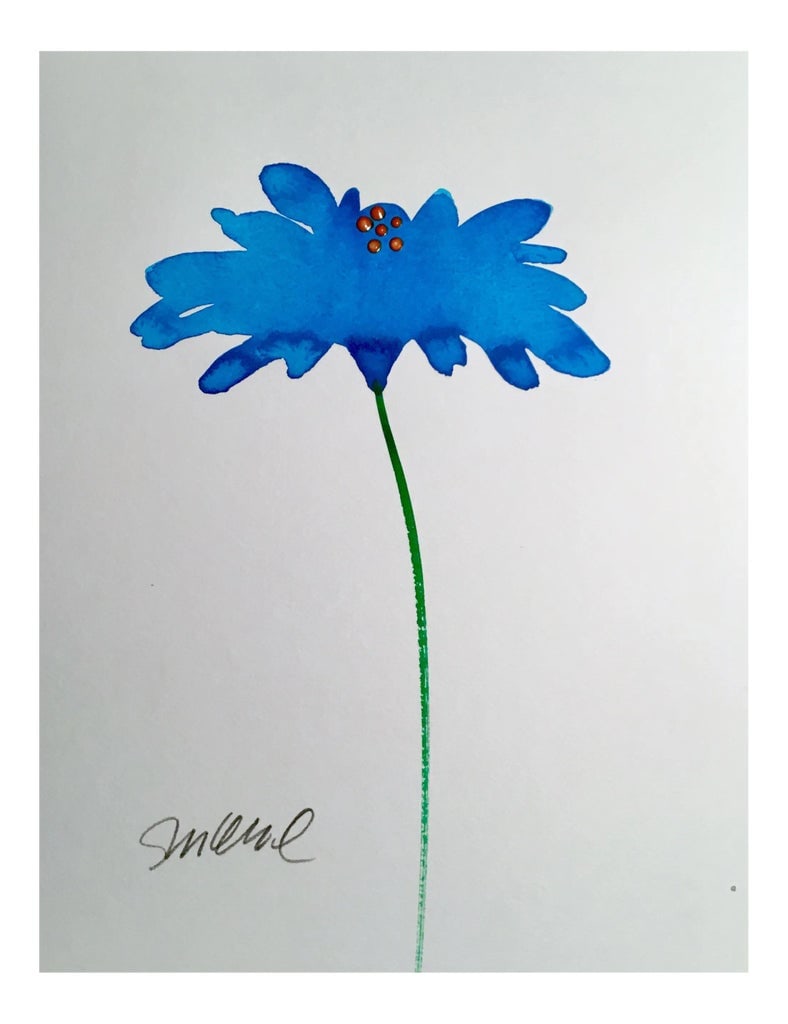 "Botanical Bright Blue" Original Watercolor Painting: Original watercolor painting on Caslon paper, Botanical Art. Condition: Imperfections: No Imperfections Condition Notes: Excellent - Minor wear consistent with age and history Origin: United States