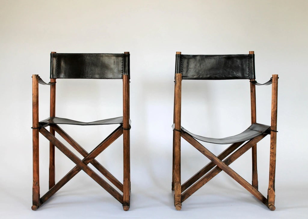 Vintage Danish Modern Folding Safari Chairs in the Style of Mogens Koch - 5