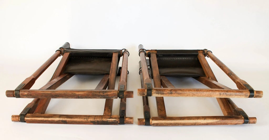 Vintage Danish Modern Folding Safari Chairs in the Style of Mogens Koch - 7