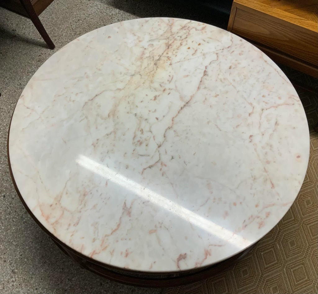Mid 20th Century McGuire Mid Century Style Round Marble Top Coffee Table - 2