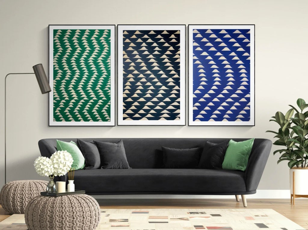 Painting With Minimalist Pattern in Green - 3