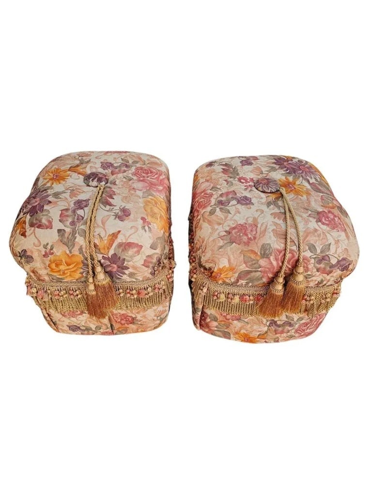 20th Century Modern Upholstered Decorative Footstools Ottomans, Pair - 2