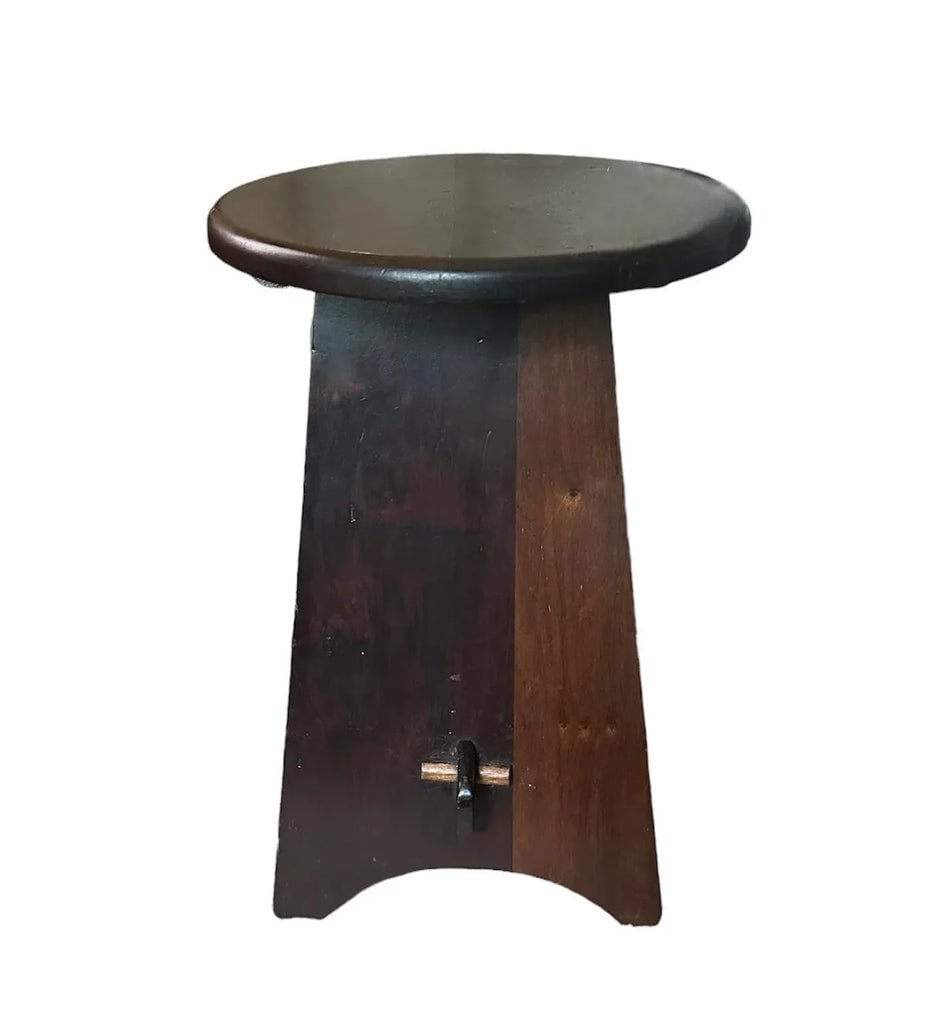 Antique Arts & Crafts / Mission Wood Splay Leg Stool With Mortise and Tenon Joinery, Circa 1915 - 4