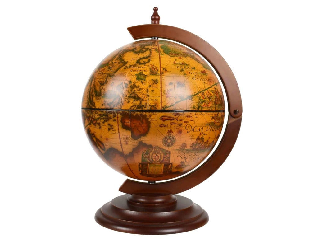 Late 20th Century Hand Crafted Italian World Globe Table Top Dry Bar - 13