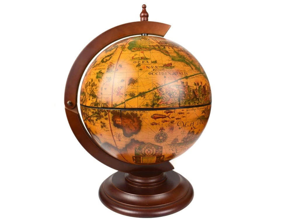Late 20th Century Hand Crafted Italian World Globe Table Top Dry Bar - 5