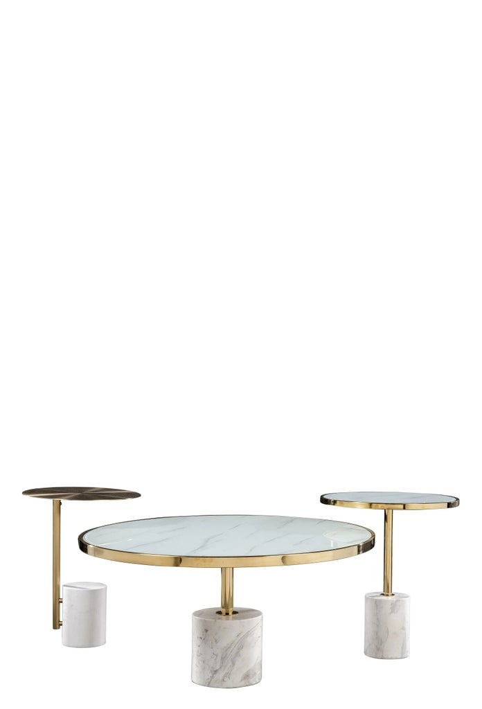 Emmy Marble Base Drink Table in White - 2