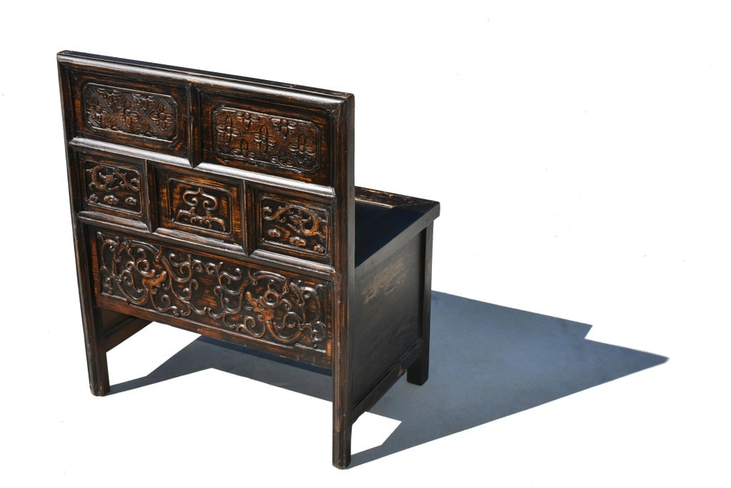 Mid 20th Century Asian Style Chair With Carved Back - 3