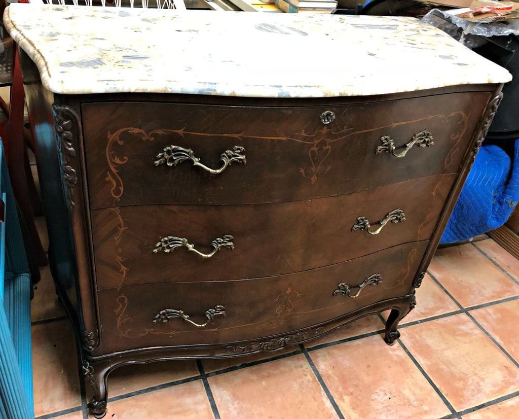 Antique French Marble Top Chest of Drawers - 2
