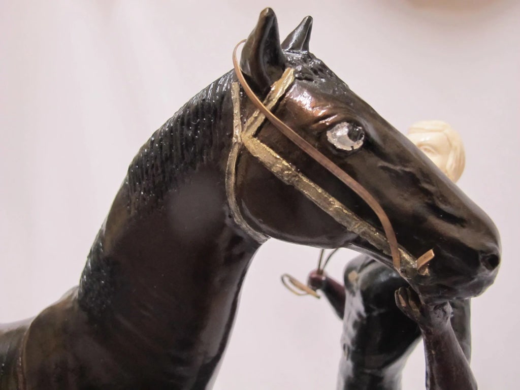 Signed Ferdinand Preiss Art Deco Bronze "Woman & Horse" Statue - 7