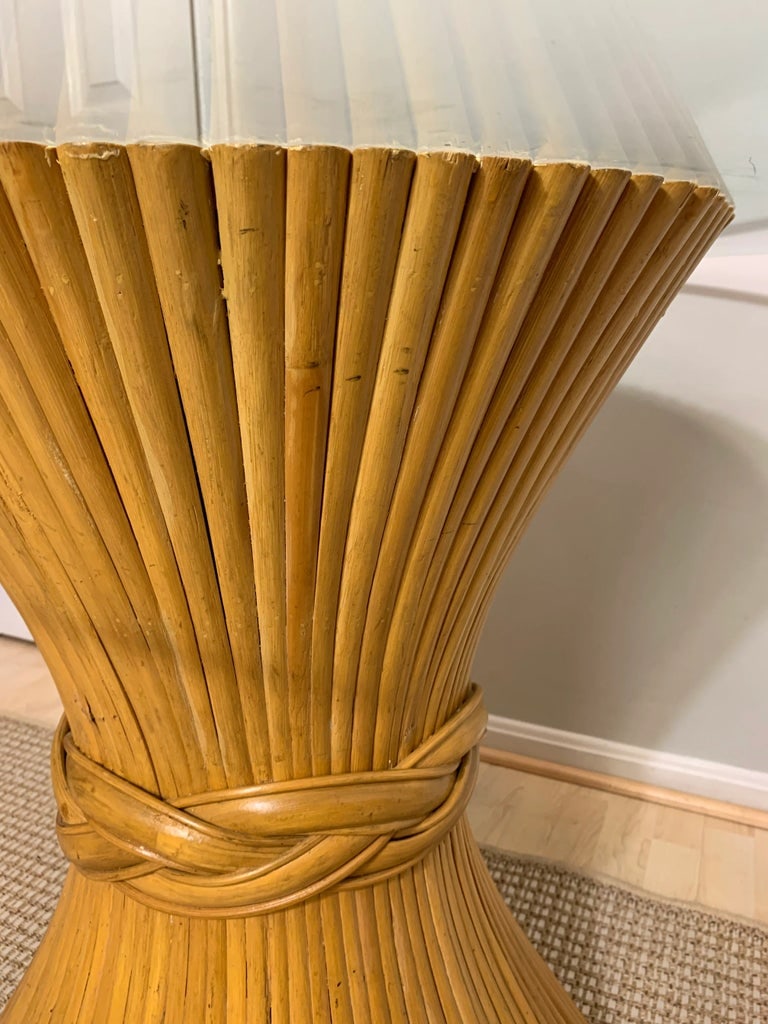 Mid 20th Century McGuire Style Sheaf of Wheat Bamboo and Glass Dining Table - 6