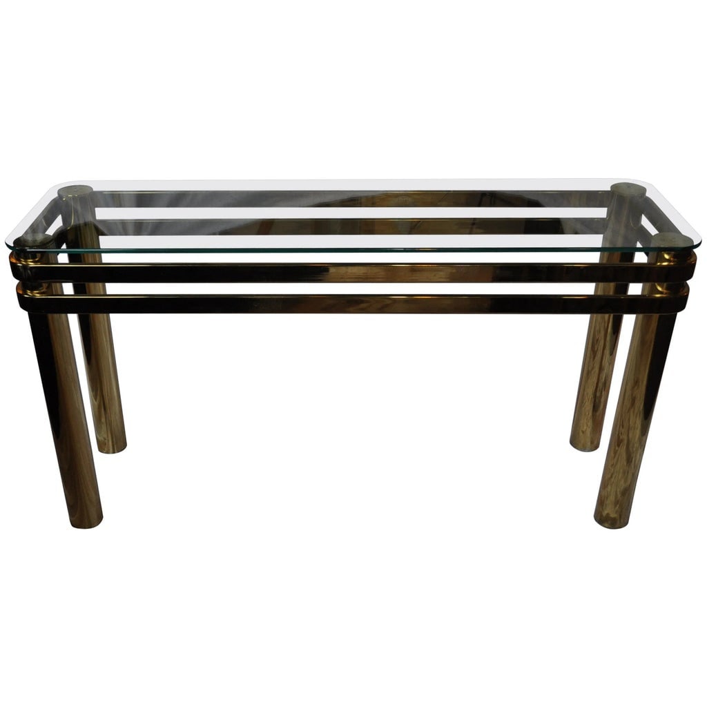 Hollywood Regency Brass Console Table - 6
