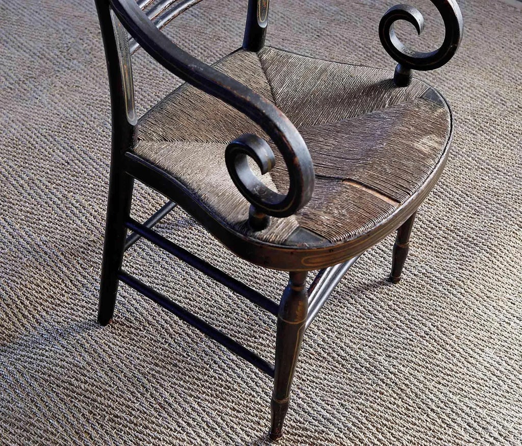 Fancy Armchair Antique With Rush Seat - 7
