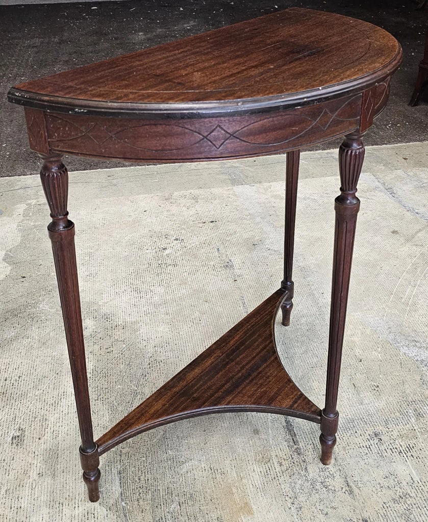 Early 20th Century Edwardian Mahogany Demilune Side Console Table - 2