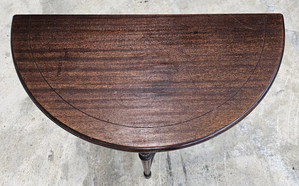 Early 20th Century Edwardian Mahogany Demilune Side Console Table - 7