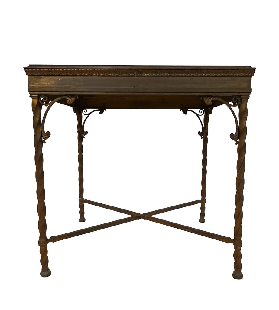 Antique Marble Wrought Iron Chess Table - 2
