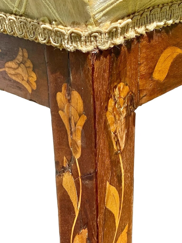Antique Mahogany Side Chair With Floral Marquetry Inlay - 7