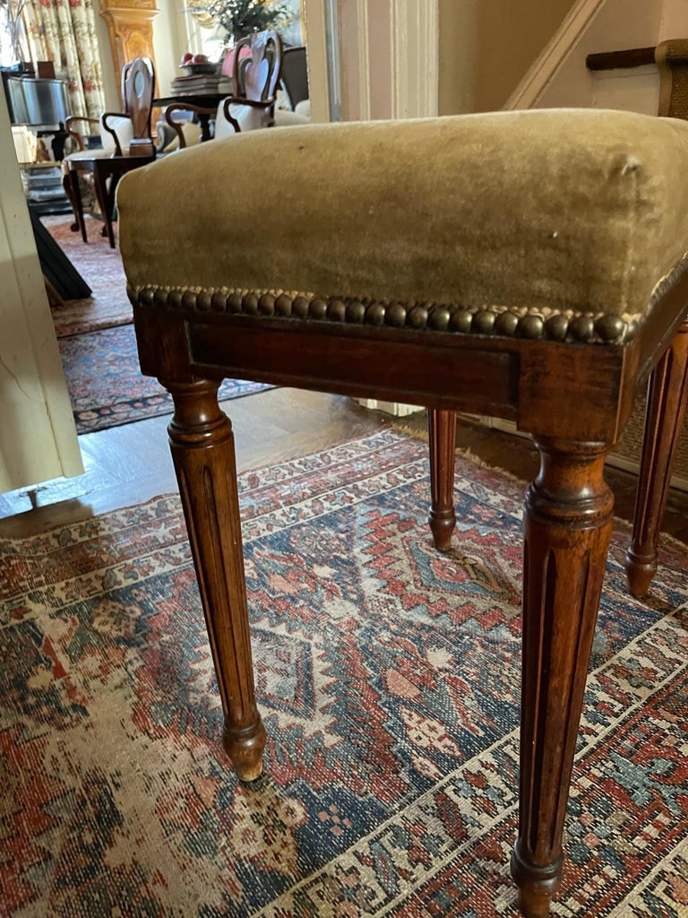 Louis XVI Mahogany Stool Upholstered in Mohair, 19th Century - 7
