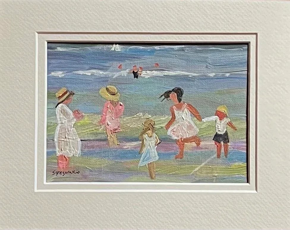 Oil Painting of a Family at the Seaside - 2