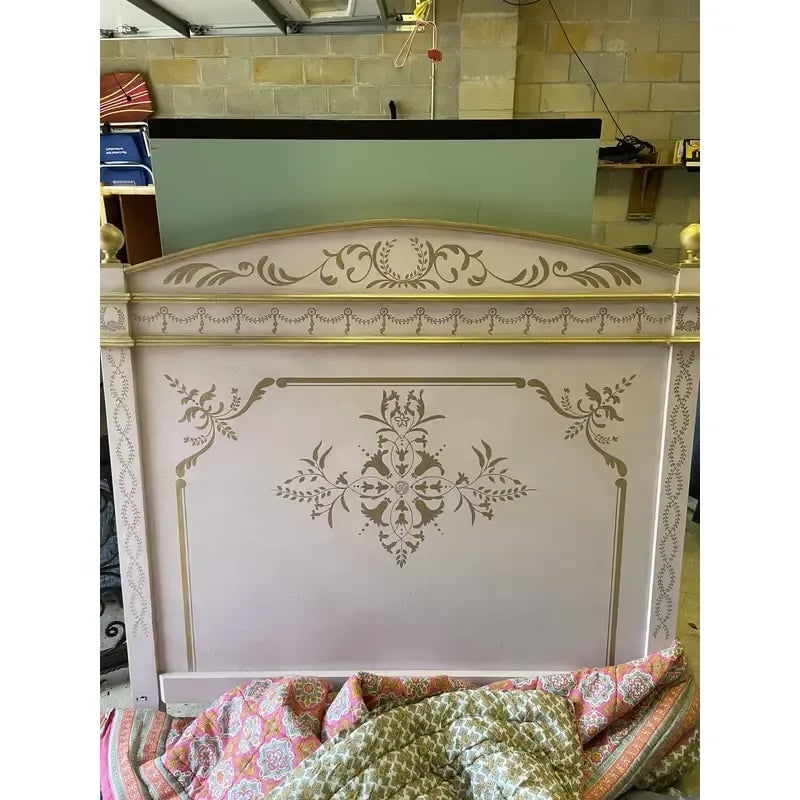 Amy Howard Collection Custom Painted Pink & Gold Full Headboard - 2