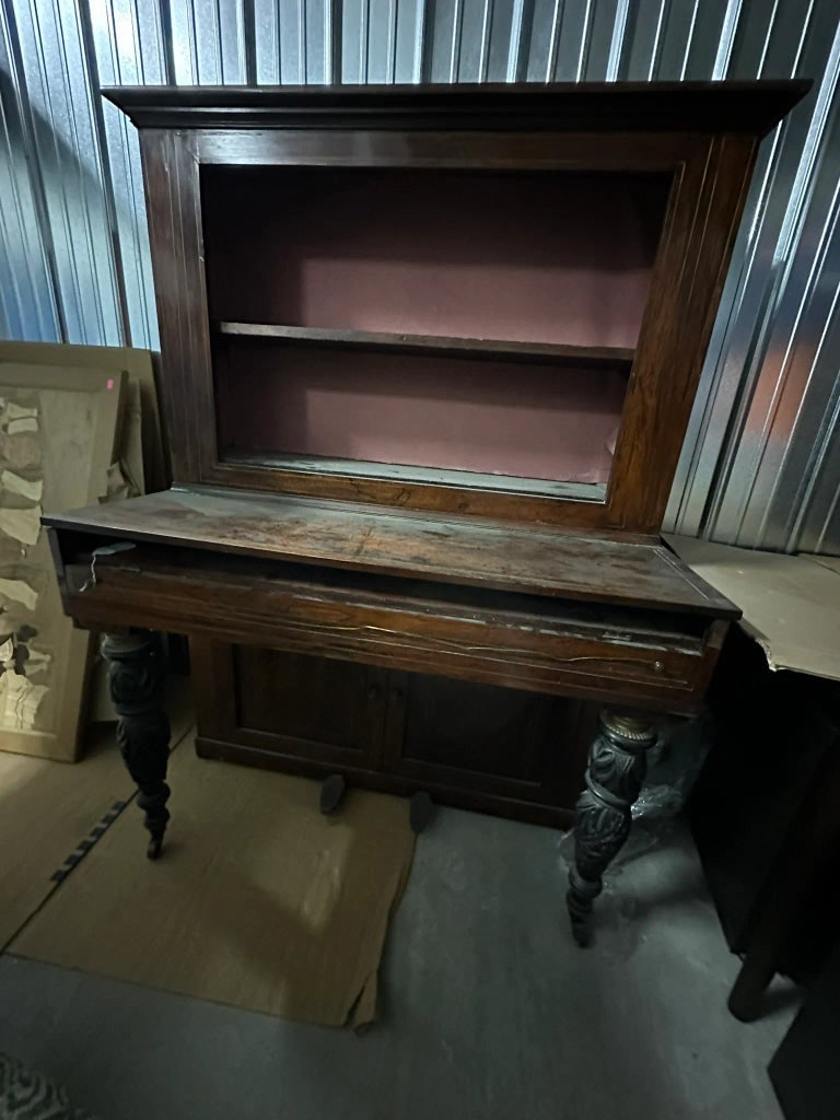 Antique Traditional China Display Cabinet Secretary Desk - 3