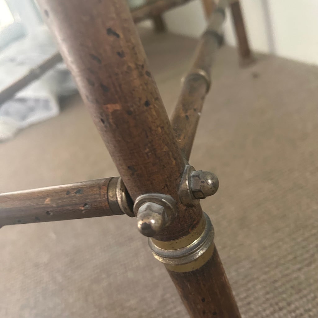 French Faux Bamboo and Brass Console Table With Glass Top - 11