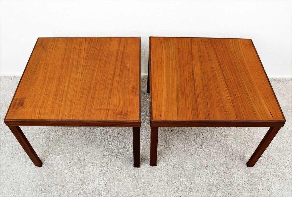 1960s Danish Modern Hans Olsen for Finn Lindebo Teak and Rosewood Side Tables - a Pair - 2