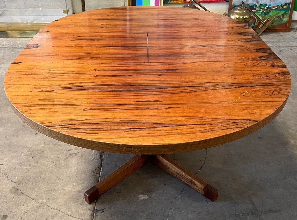 1970s Mid Century Modern Danish Rosewood Dining Table With Leaf - 12