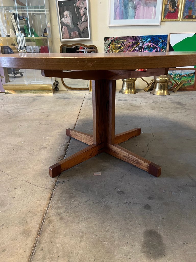 1970s Mid Century Modern Danish Rosewood Dining Table With Leaf - 7