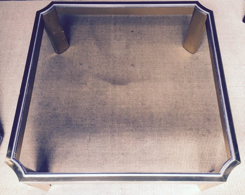 Mid-Century Modern Square Brass Cocktail Table With Smoked Glass - 2