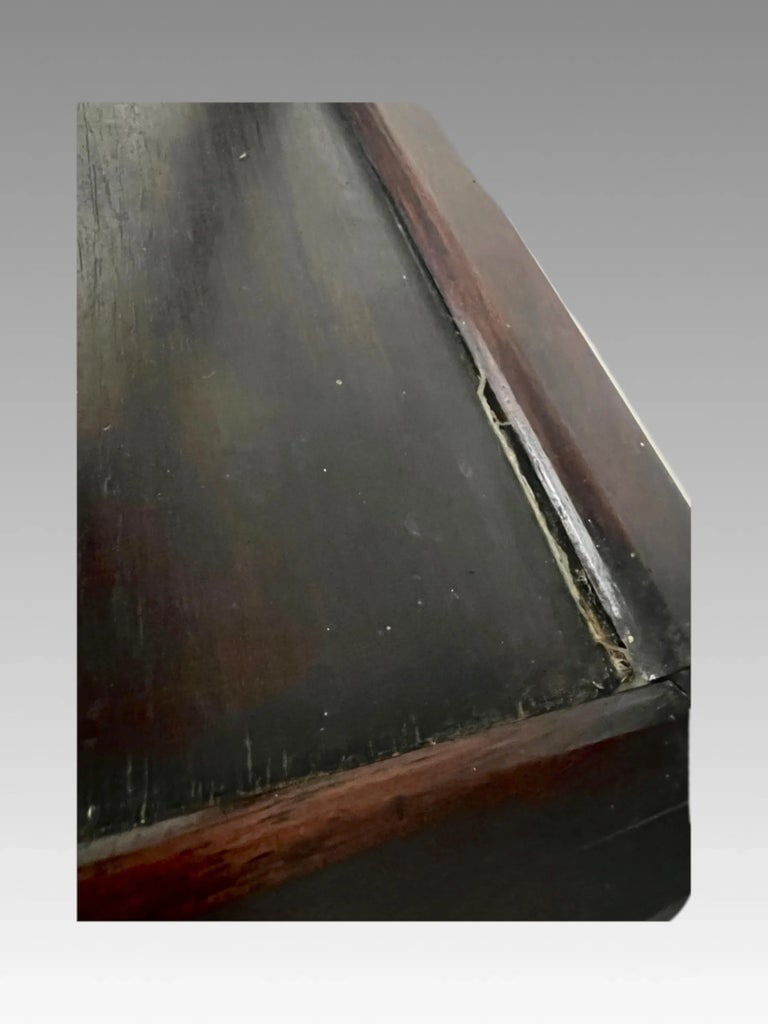 Antique Chinese Blackwood Plant Stand/Pedestal Side Table With Pink Beige Marble Top (Hongmu) Late Q - 10