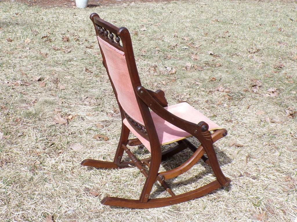 Antique Victorian Eastlake Campaign Folding Rocking Chair Rocker c.1880's - 6