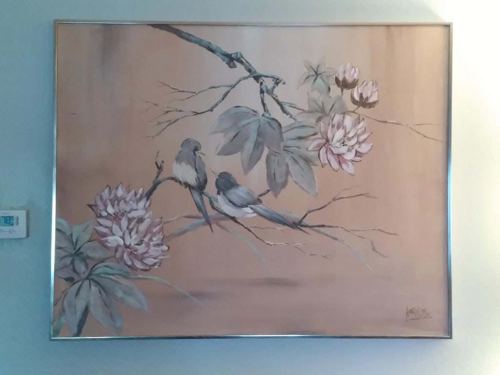 Mid 20th Century "Birds" Oil Painting by Lee Reynolds, Framed - 7