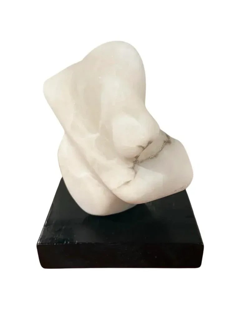 Mid-Century Modern Abstract Carrara Marble Sculpture (9.5" High) - 12