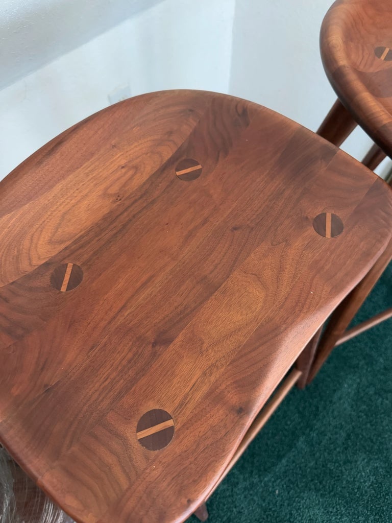 Organic Modernism Walnut Bar Stools- Set of 2 - 7