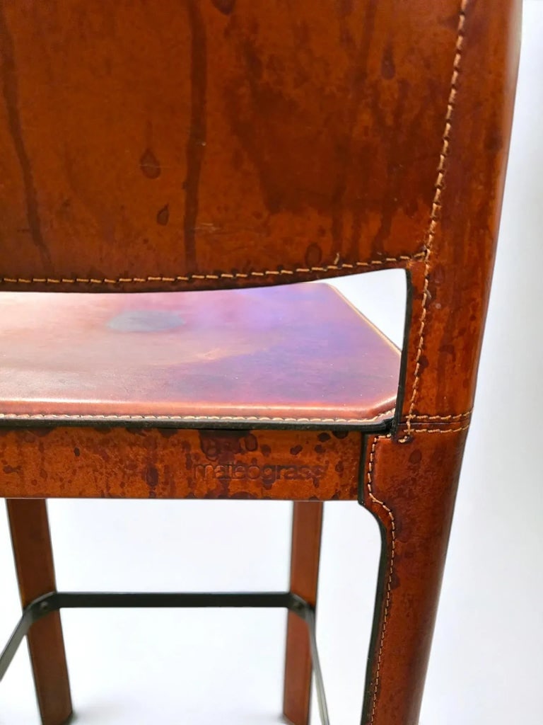 1980s Matteo Grassi Leather Bar Stools- a Pair - 11