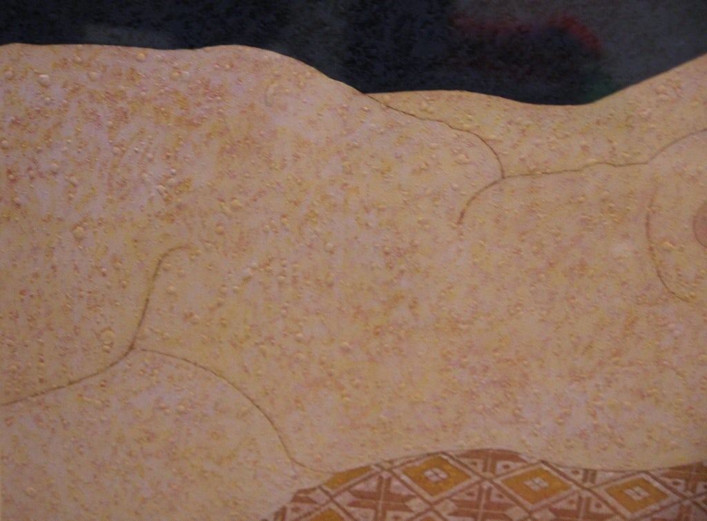 Oris Robertson Minimal Abstract Impressionist Reclining Nude Oil Painting 1973 - 2