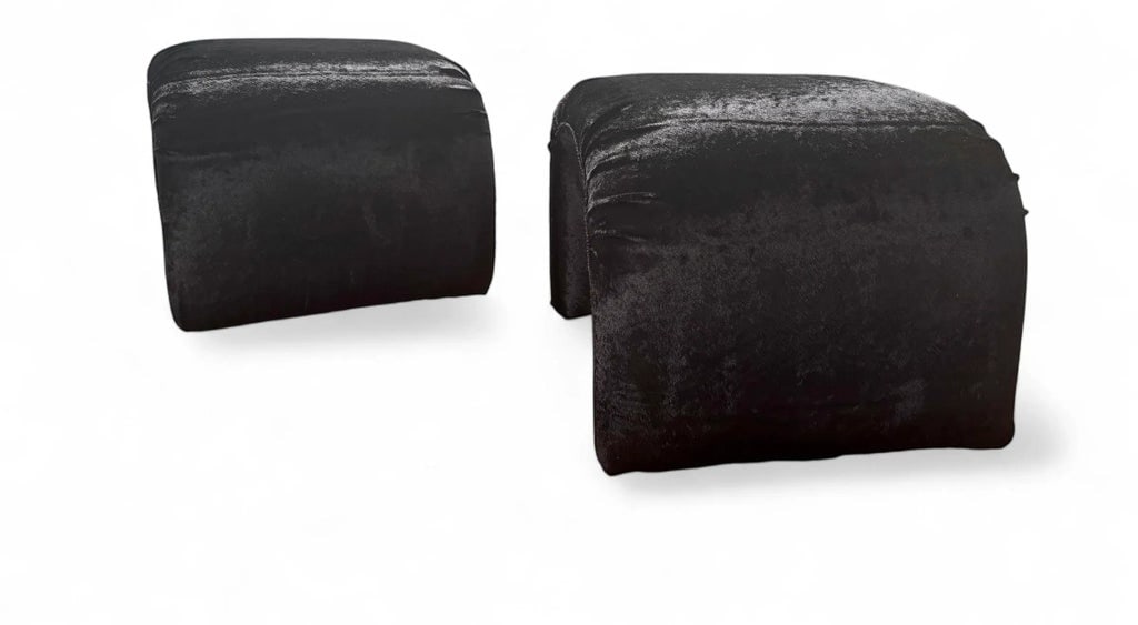 1970s Postmodern Springer Style Rabbit Fur Waterfall Benches - A Pair - 3