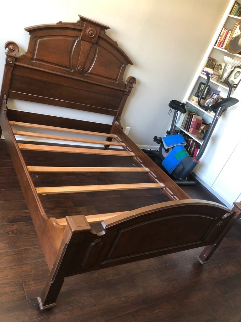 1880's Victorian Eastlake Carved Walnut Full Size Bed - 2