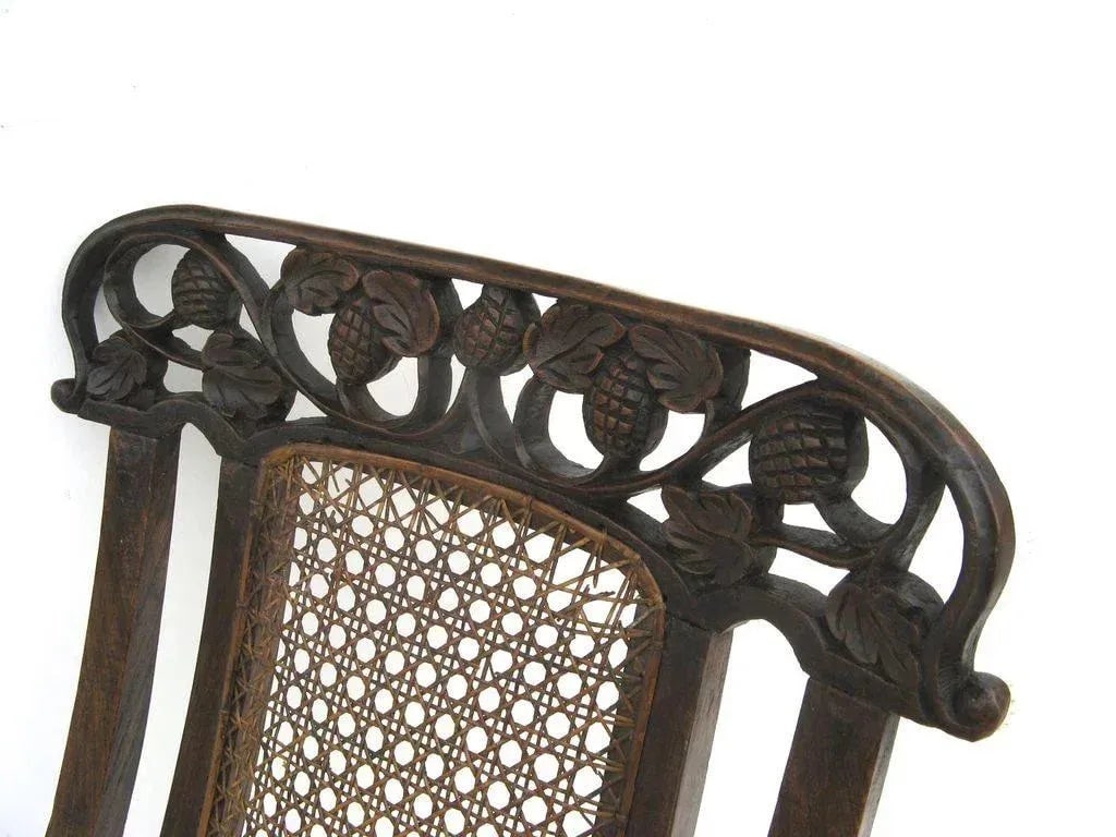 Indo-Portuguese Carved Folding Cane Chair - 4