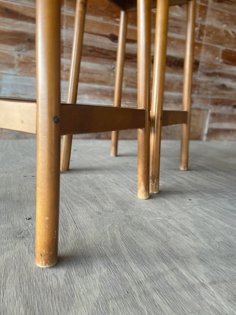 Pair of Jute Wrapped Backless Bar Stools | Mid Century Modern - 10