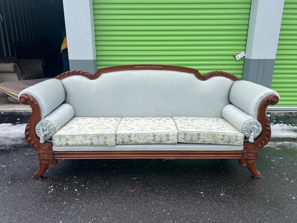 Antique Victorian Rococo Revival Custom Upholstered Parlor Sofa - 2