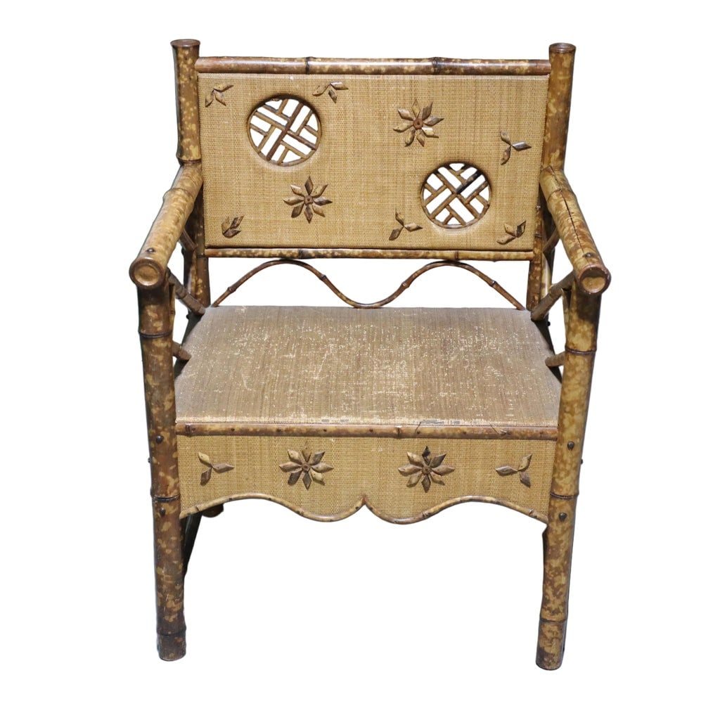 Antique Victorian Bamboo & Rattan Arm Chair - 2