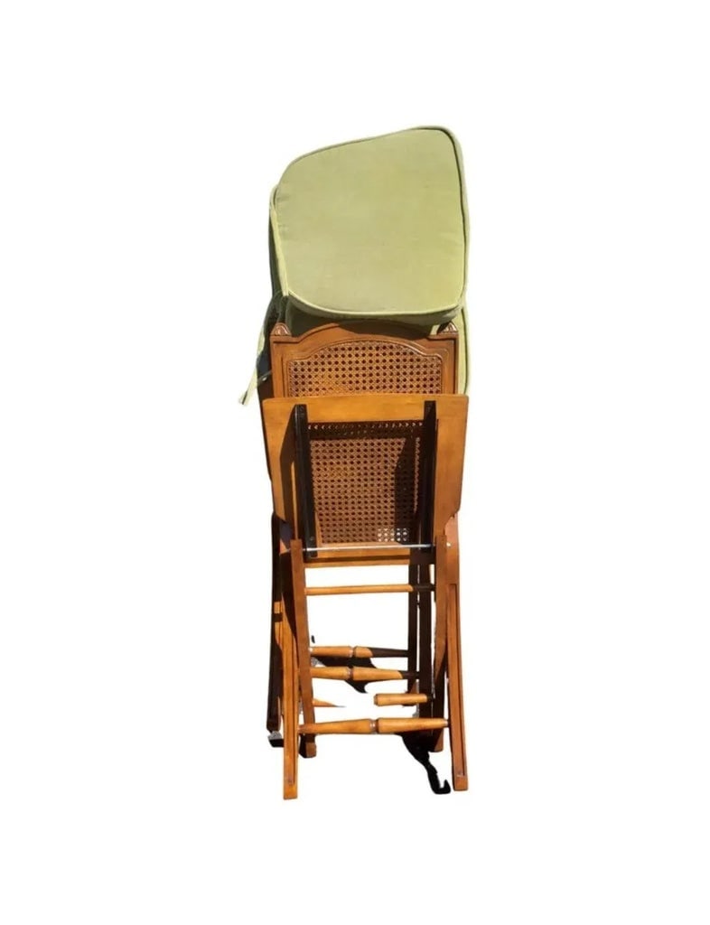 Solid Cherry and Cane Seat and Back Folding Chairs With Cushions, a Pair - 10