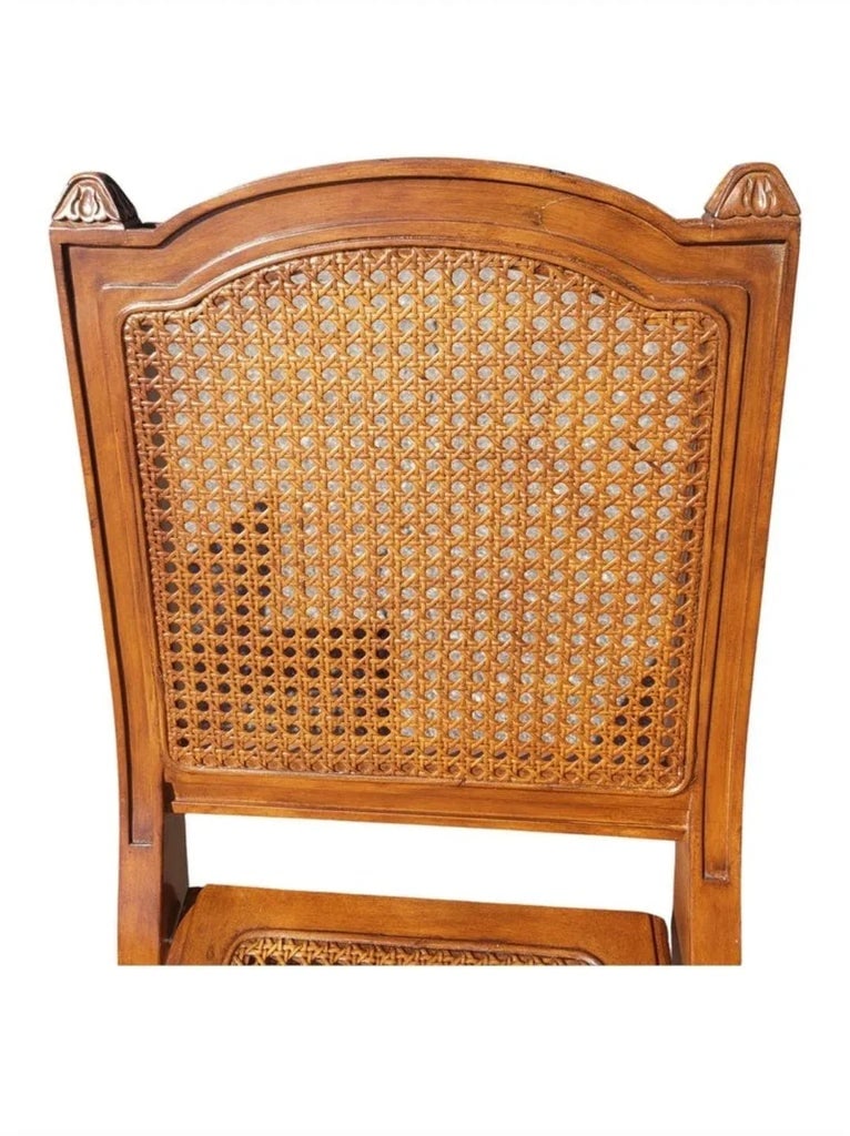 Solid Cherry and Cane Seat and Back Folding Chairs With Cushions, a Pair - 4