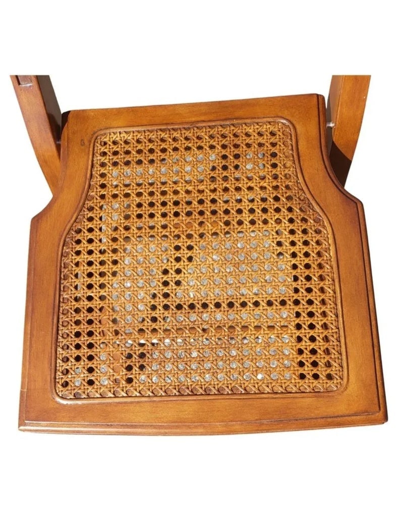 Solid Cherry and Cane Seat and Back Folding Chairs With Cushions, a Pair - 5