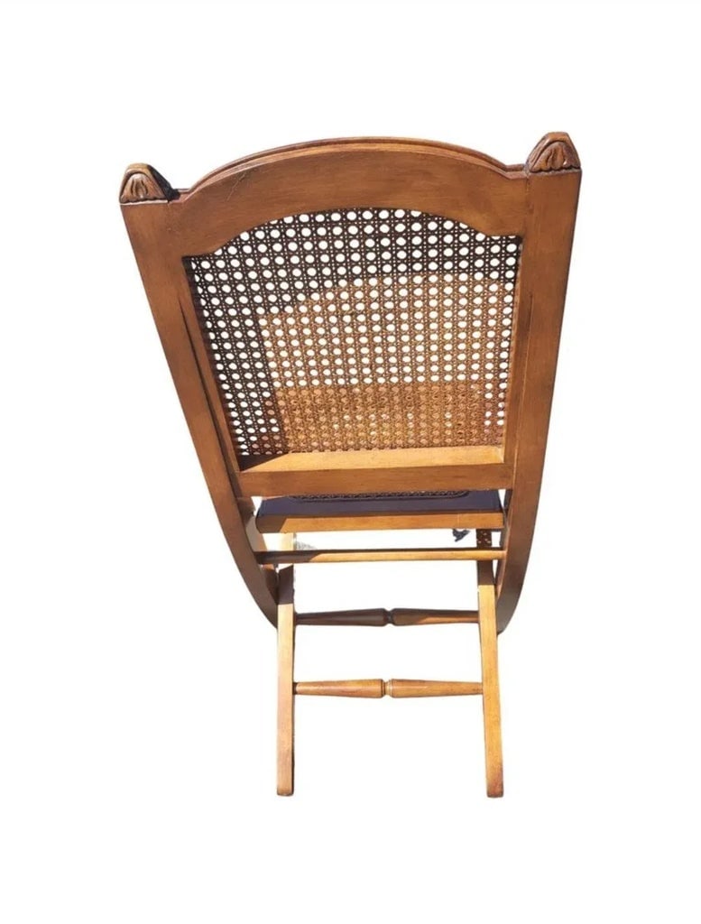 Solid Cherry and Cane Seat and Back Folding Chairs With Cushions, a Pair - 7