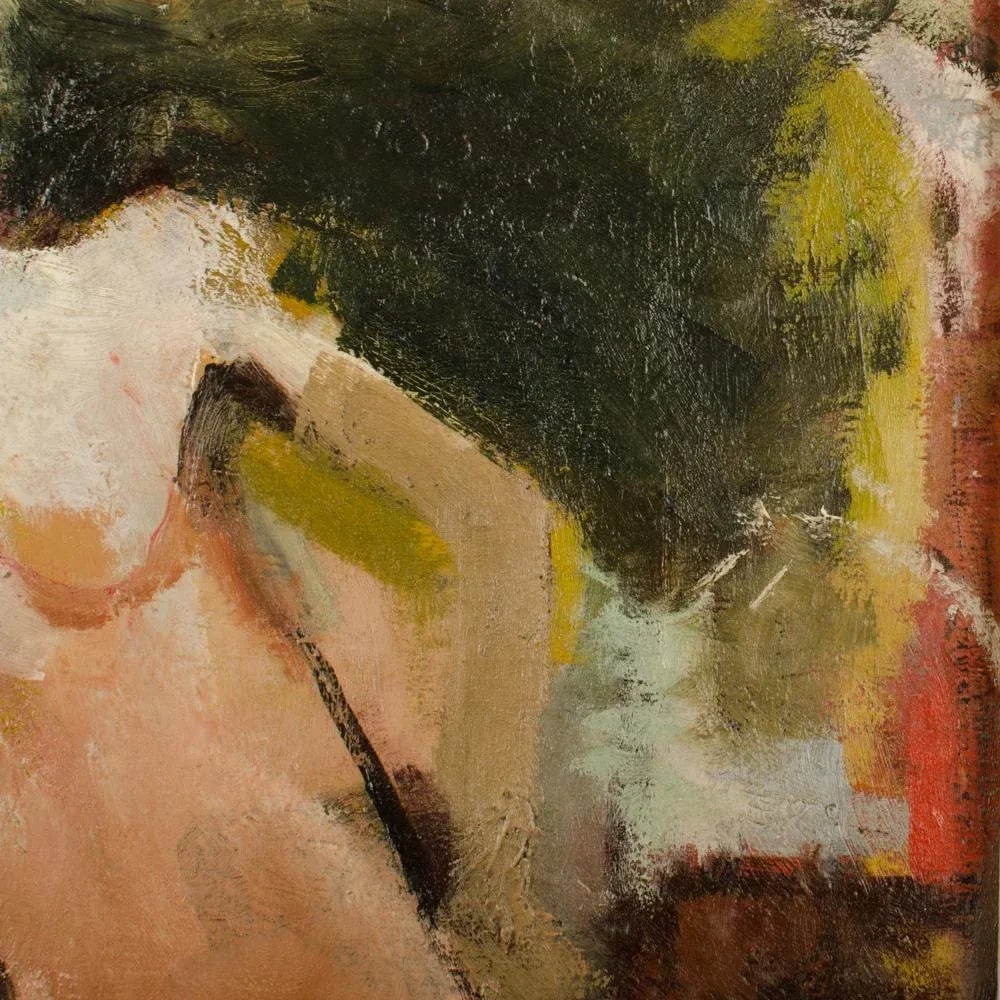 Mid 20th Century "Figure in Sea" Abstract Oil Painting by Belinda Henderson, Framed - 7