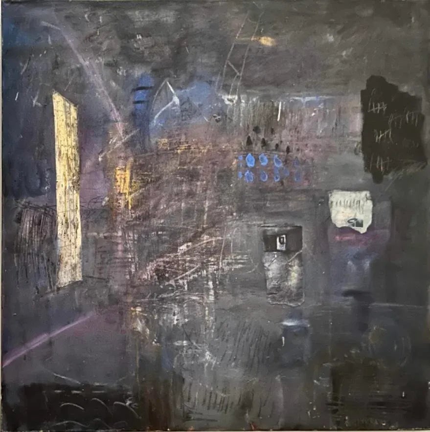 "Sense of Place" Contemporary Original Abstract Expressionist Painting by Ellen Reinkraut: "Sense of Place," is a striking architectural abstract with a subtle 3D feel. It has depth and is rich in meaning. The painting represents a home or another important space to whoever is looking upon