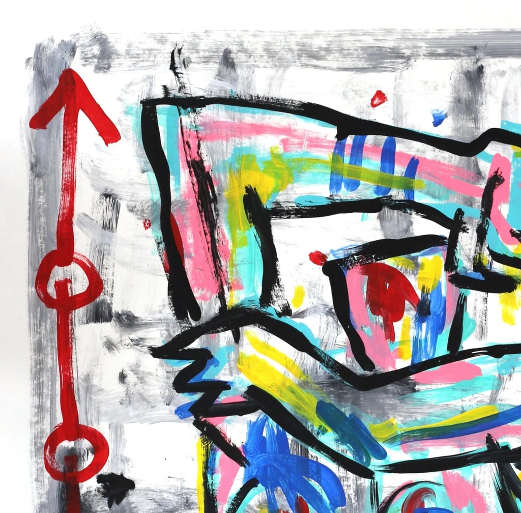 Bright Escape - Original Cubism Artwork Colorful Abstract Figurative Acrylic Painting by Gary John - 2