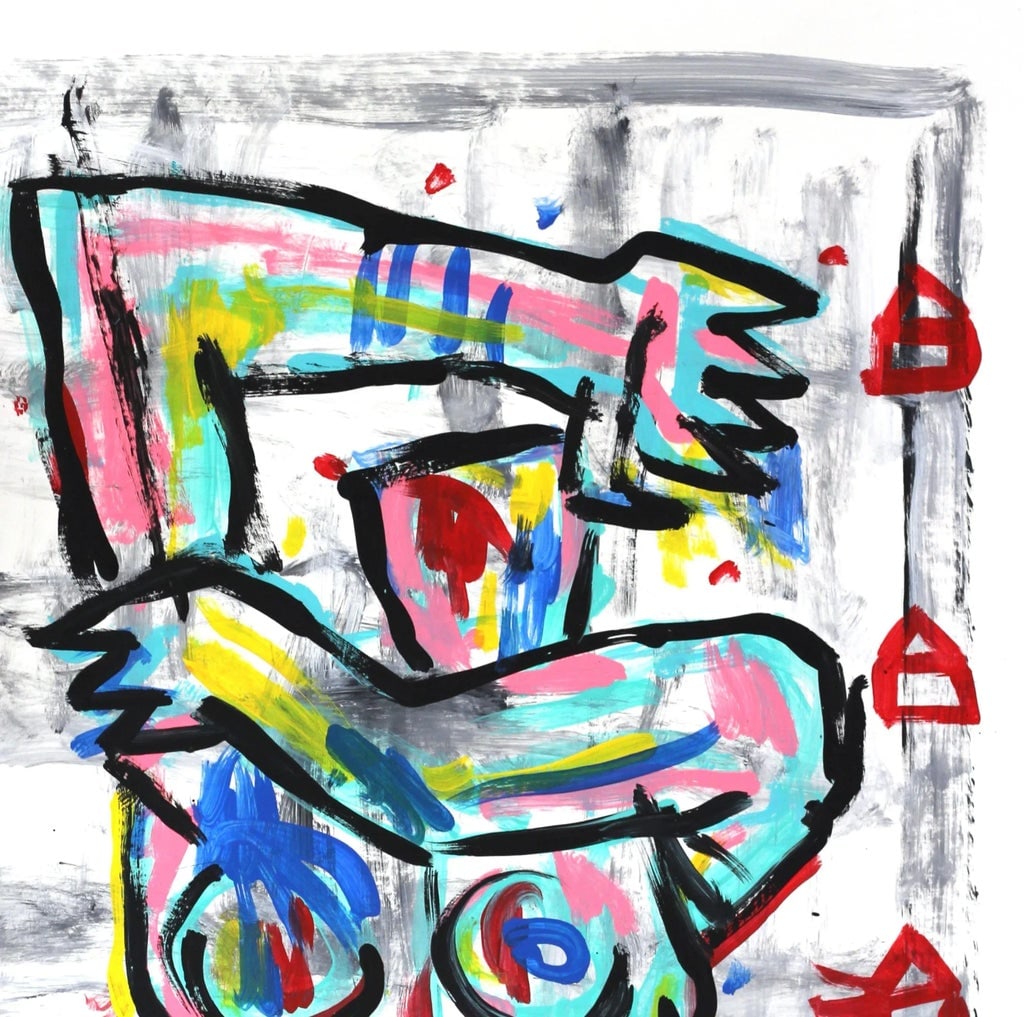 Bright Escape - Original Cubism Artwork Colorful Abstract Figurative Acrylic Painting by Gary John - 3